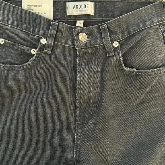 Agolde Cherie High Rise Straight Denim Jeans Distortion Size 24 - Picture 6 of 16